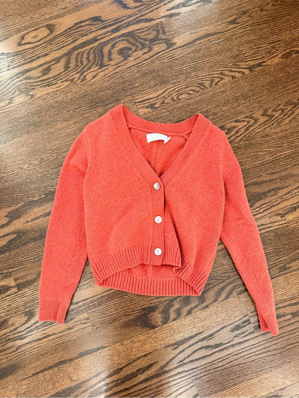 Women's V-Neck Cropped Button Cardigan Sweater - Rust